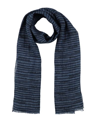 Emporio Armani Man Scarf Slate Blue Size - Linen In Blue