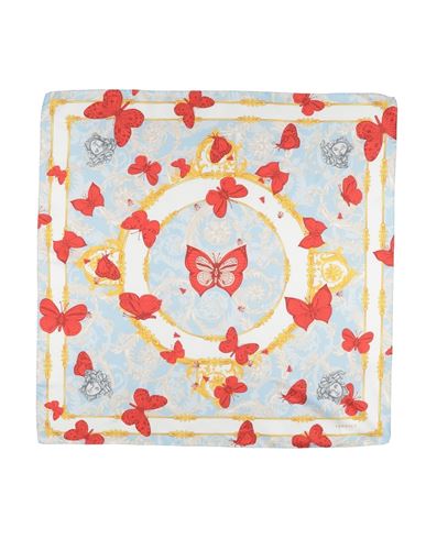 Versace Woman Scarf Sky Blue Size - Silk In Blue