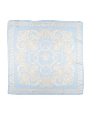 Versace Woman Scarf Sky Blue Size - Silk In Blue