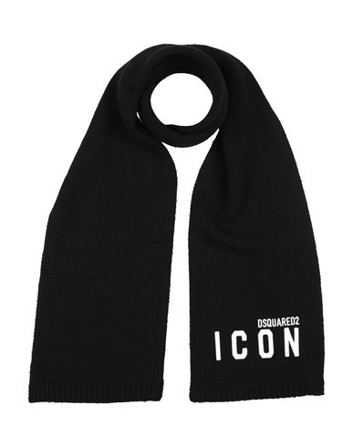 Dsquared2 Icon Man Scarf Black Size - Wool, Viscose, Polyamide, Cashmere In Black