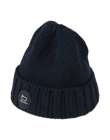Woolrich Man Hat Navy Size Xl Virgin Wool In Blue
