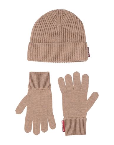 Dsquared2 Man Accessories Set Camel Size Onesize Wool In Sand