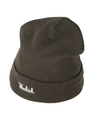 Woolrich Woman Hat Military Green Size M Merino Wool In Green