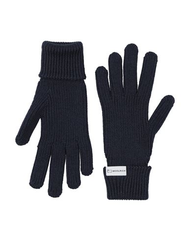 Woolrich Man Gloves Navy Size L Virgin Wool In Blue