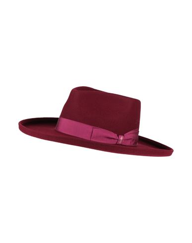 Borsalino Man Hat Burgundy Size 7 ⅜ Wool In Red