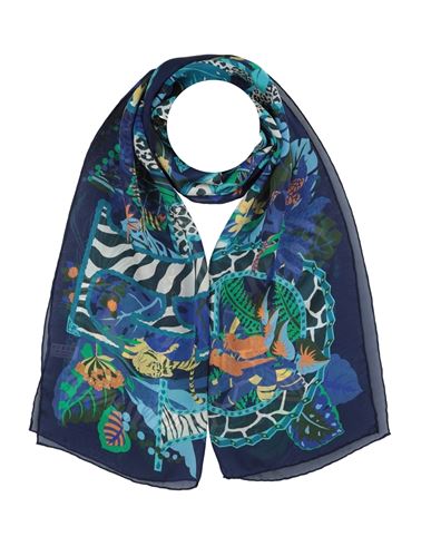 Ferragamo Woman Scarf Navy Size - Silk In Blue