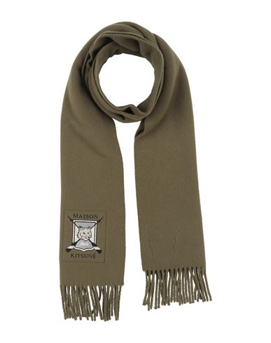 Maison Kitsuné Man Scarf Military Green Size - Virgin Wool In Green