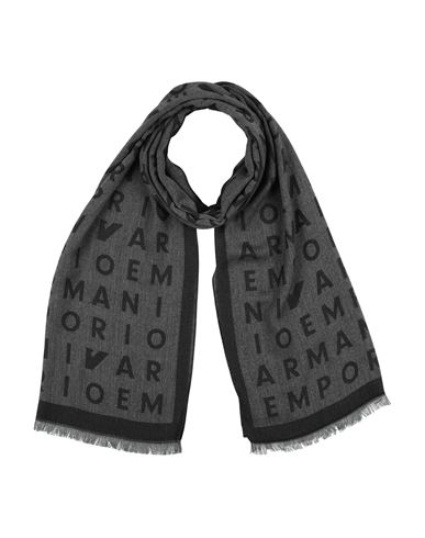 Emporio Armani Man Scarf Black Size - Viscose, Polyester In Gray