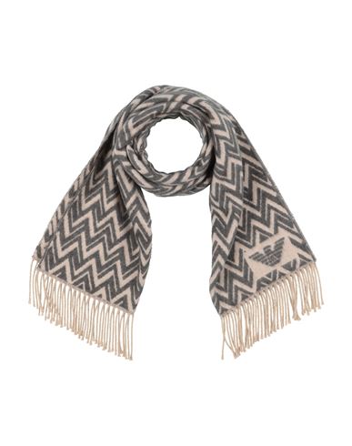 Emporio Armani Man Scarf Charcoal Size - Virgin Wool In Gray