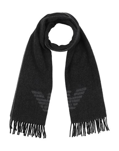 Emporio Armani Man Scarf Charcoal Size - Wool In Gray