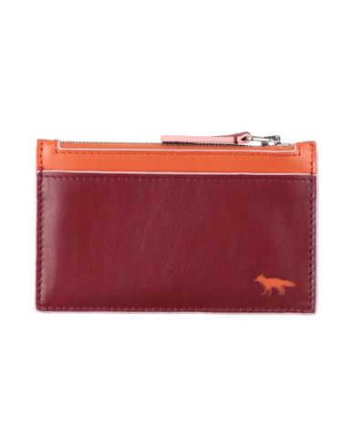 Maison Kitsuné Woman Cardholder Burgundy Size - Cow Leather In Brown