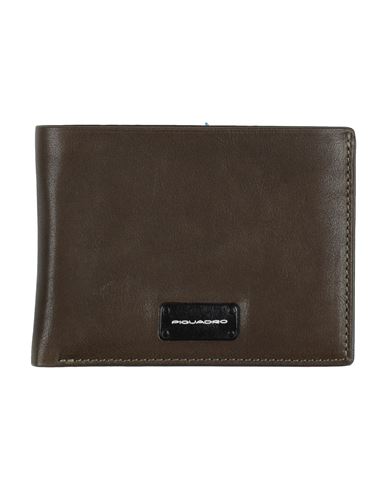 Piquadro Man Wallet Dark Green Size - Cow Leather, Aluminum In Green