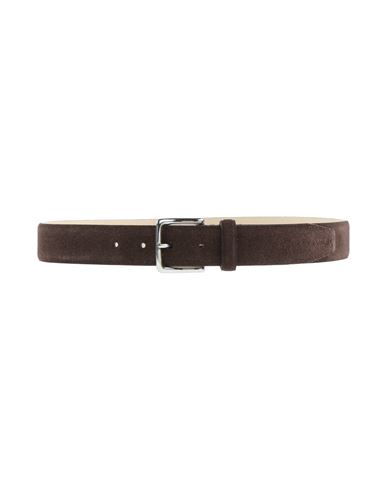 Baldessarini Man Belt Dark Brown Size 34 Leather In Brown
