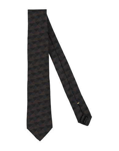 Canali Man Ties & Bow Ties Dark Brown Size - Wool, Silk In Brown