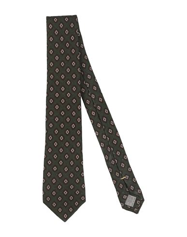Canali Man Ties & Bow Ties Dark Green Size - Wool, Silk In Green