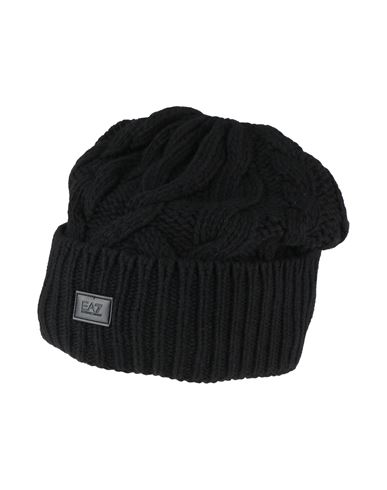 Ea7 Man Hat Black Size M Wool, Polyamide In Black