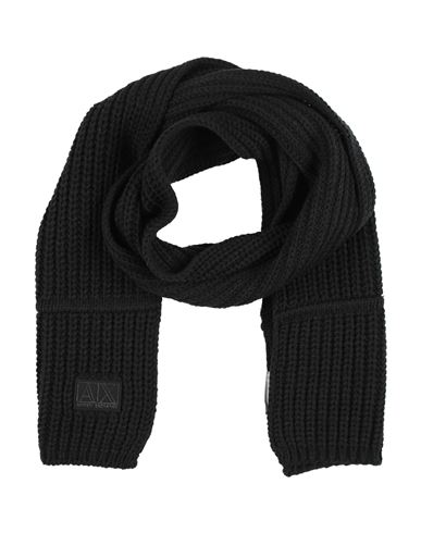 Armani Exchange Man Scarf Black Size - Wool, Acrylic In Black