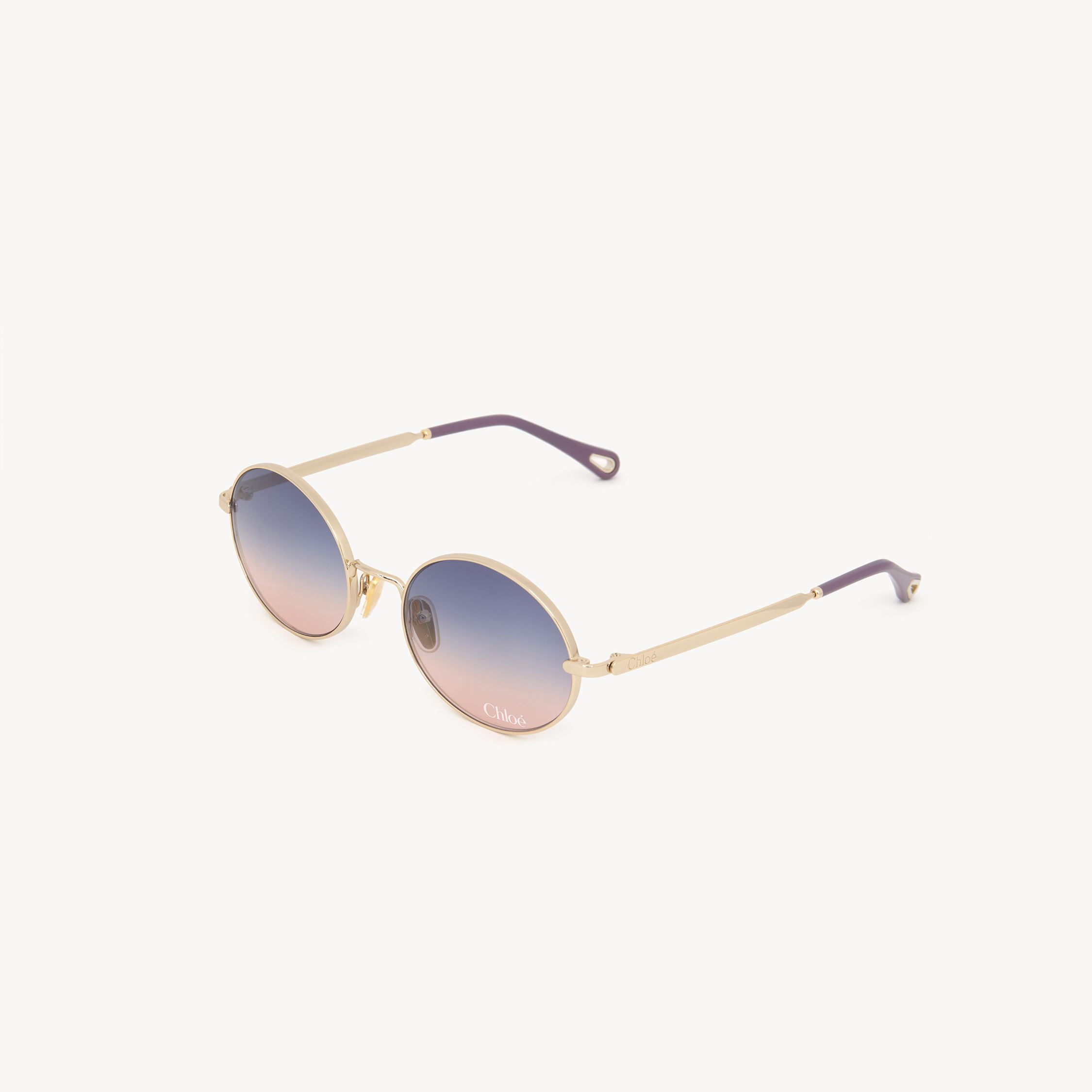 Chloé Aly Sunglasses Gold Size Onesize 100% Nickel In Blue