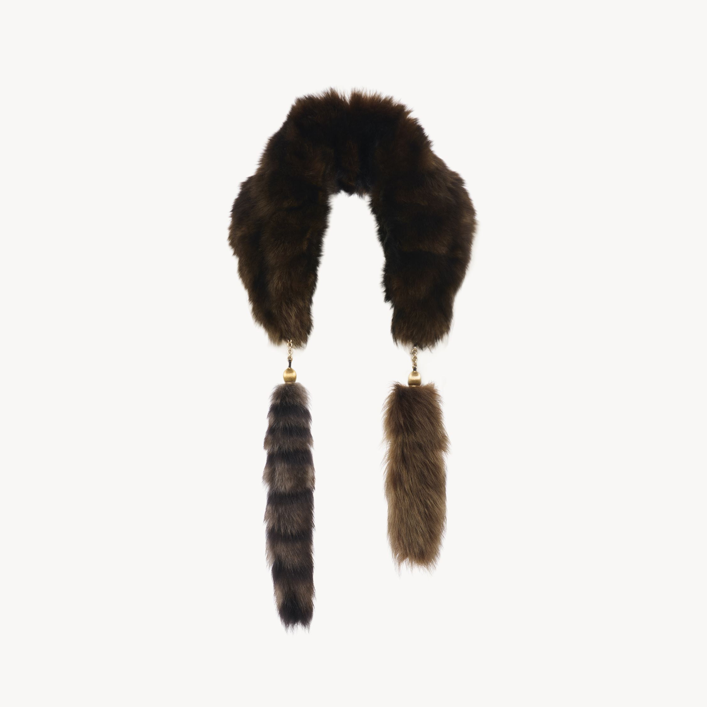 Chloé The Treasure Tails Scarf In Shearling Brown Size Onesize 100% Ovis Aries Shearling, Farmed, Coo Spai In Brown