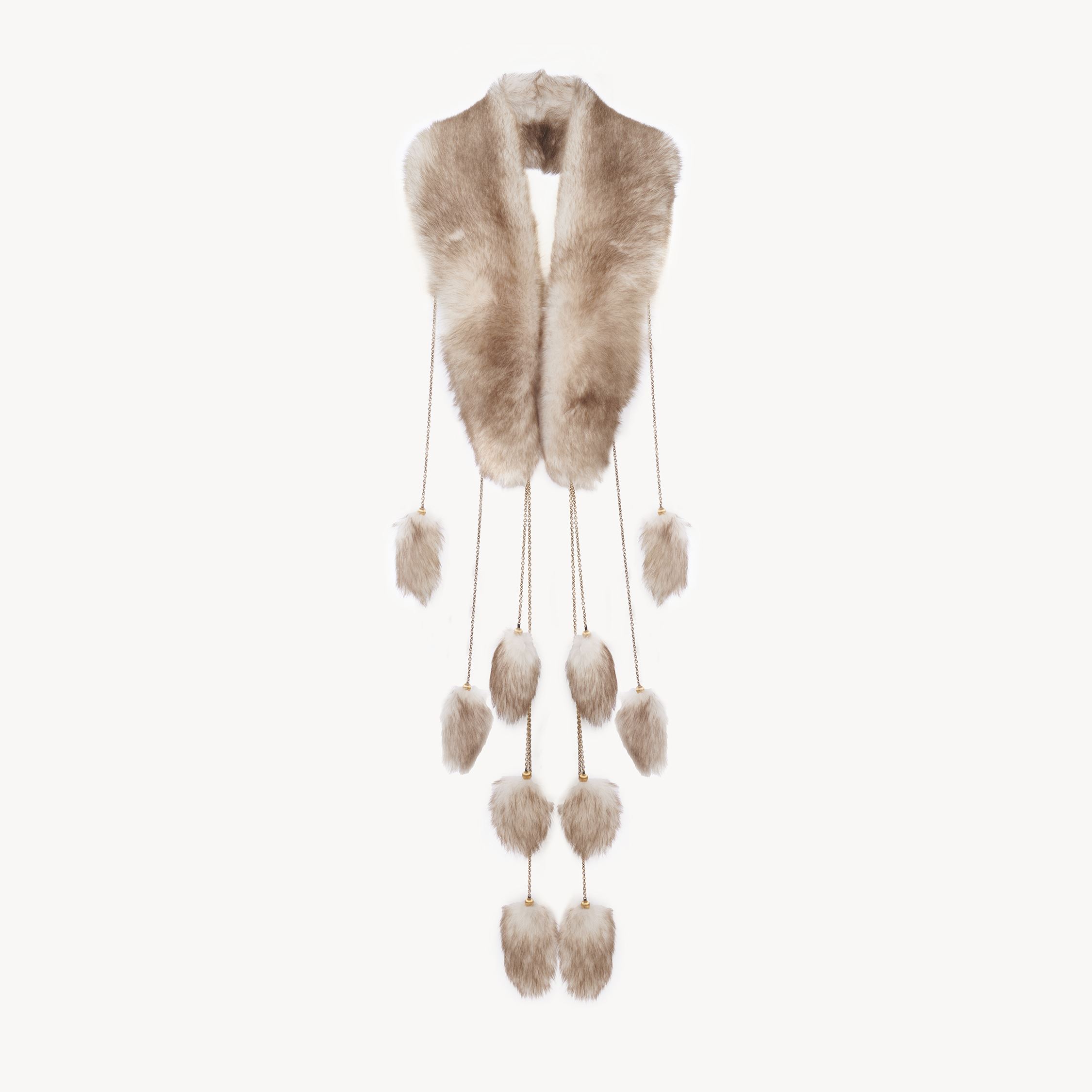 Chloé The Treasure Tails Scarf In Shearling Beige Size Onesize 100% Ovis Aries Shearling, Farmed, Coo Spai In Sand