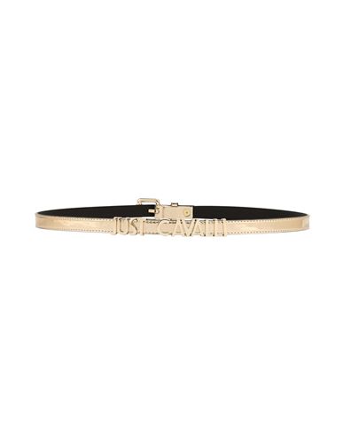 Just Cavalli Woman Belt Platinum Size 39.5 Polyurethane In White