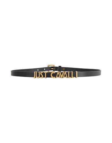 Just Cavalli Woman Belt Black Size 39.5 Calfskin In Black
