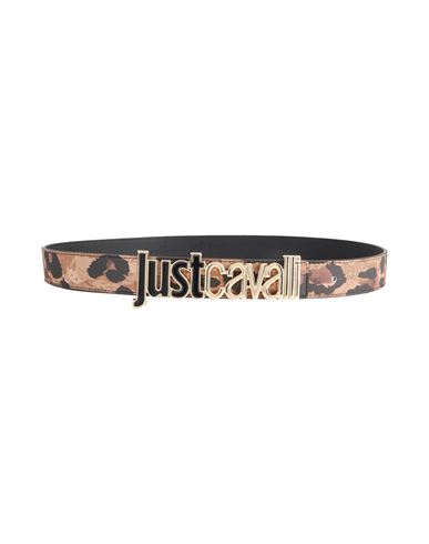 Just Cavalli Woman Belt Sand Size 38 Polyurethane In Brown