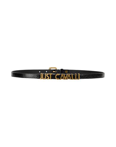 Just Cavalli Woman Belt Black Size 39.5 Polyurethane In Black