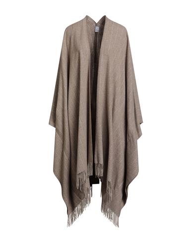 Brunello Cucinelli Woman Cape Sand Size Onesize Silk, Wool, Cashmere, Viscose, Polyester In Brown