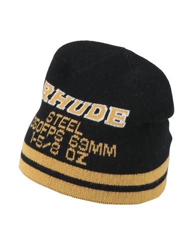 Rhude Man Hat Black Size Onesize Merino Wool, Cashmere In Black