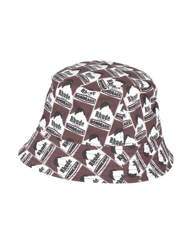 Rhude Man Hat Chocolate Brown Size Onesize Cotton In Brown