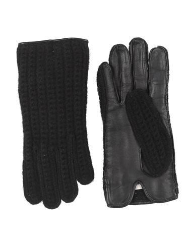 Agnona Woman Gloves Black Size L Cashmere, Lambskin, Metal In Black