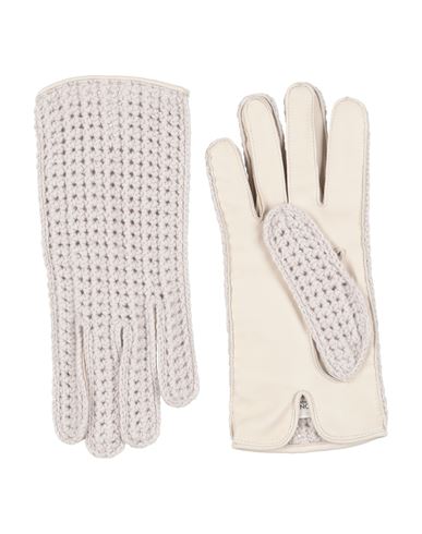 Agnona Woman Gloves Light Grey Size L Cashmere, Lambskin, Metal In Gray