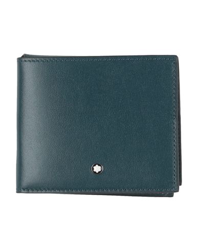 Montblanc Man Wallet Deep Teal Size - Leather In Green