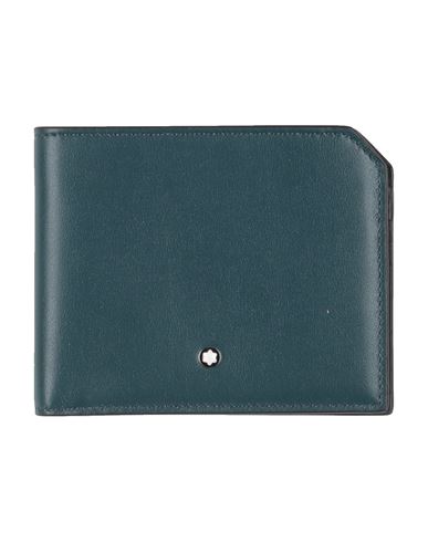 Montblanc Man Wallet Deep Teal Size - Leather In Green