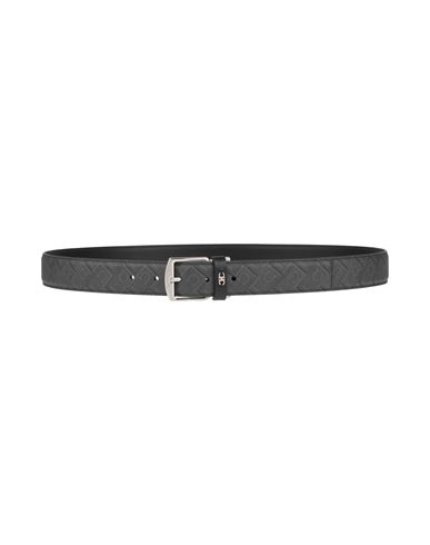 Ferragamo Man Belt Black Size 43.5 Polyurethane, Pes, Cotton In Black