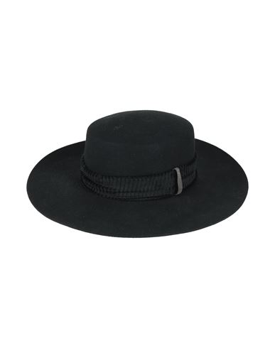 Fabiana Filippi Woman Hat Black Size M Wool, Cotton, Polyester, Ecobrass In Black