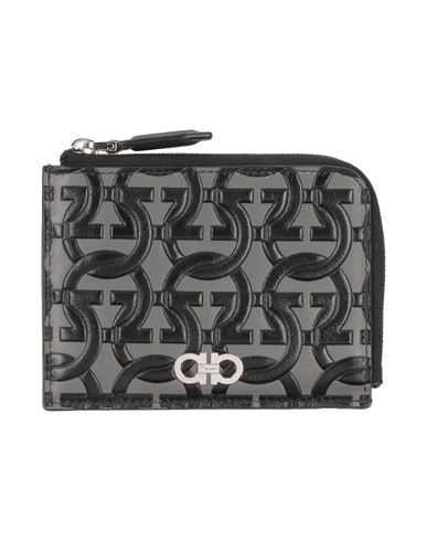Ferragamo Man Cardholder Grey Size - Leather In Black