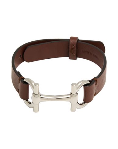 Ferragamo Man Bracelet Brown Size - Leather, Brass In Brown