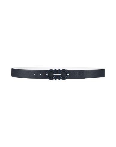 Ferragamo Man Belt Midnight Blue Size 43.5 Leather In Blue