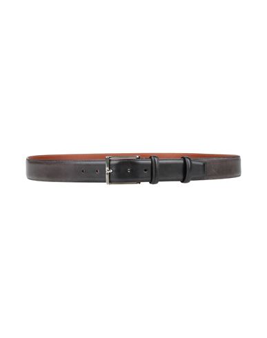 Santoni Man Belt Charcoal Size 43 Leather In Gray