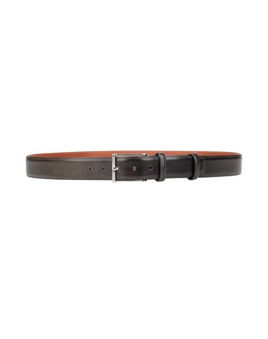 Santoni Man Belt Charcoal Size 43 Leather In Gray
