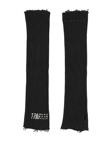 Mm6 Maison Margiela Woman Gloves Black Size L Cotton, Wool, Polyamide, Elastane In Black