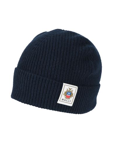 Bally Man Hat Midnight Blue Size Onesize Merino Wool In Blue