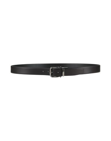Zegna Man Belt Dark Brown Size 45.5 Leather In Black