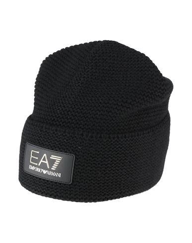 Ea7 Man Hat Black Size L Recycled Wool, Polyamide In Black