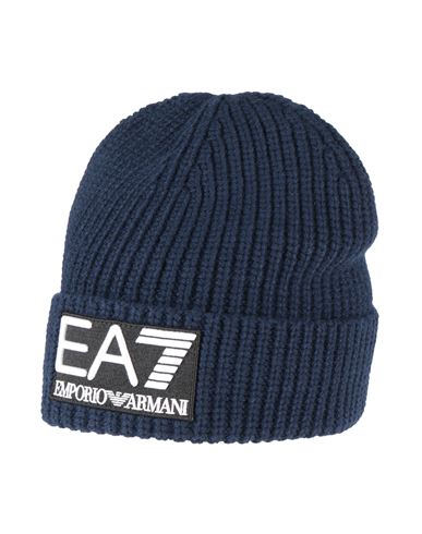 Ea7 Man Hat Midnight Blue Size M Wool, Polyester, Polyamide In Blue