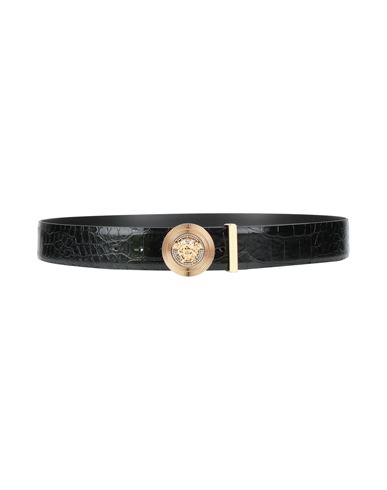 Versace Man Belt Black Size 39.5 Calfskin In Black