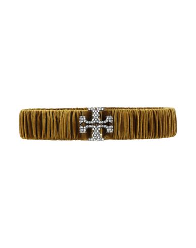 Tory Burch Woman Belt Dark Green Size Xs/s Textile Fibers In Gold