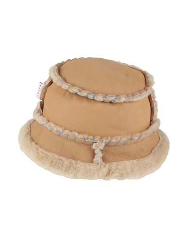Marni Woman Hat Camel Size L Shearling In Brown
